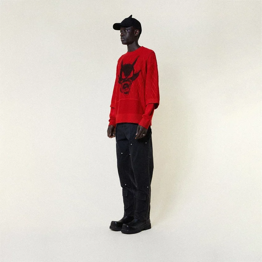 Cheeky Devil Pullover mit doppelten Ärmeln