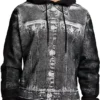 Denim-Hoodie mit Grafikprint