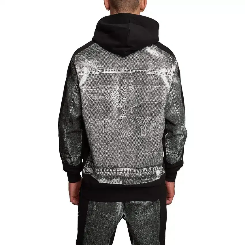 Denim-Hoodie mit Grafikprint