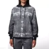 Denim-Hoodie mit Grafikprint