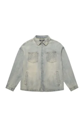 Jeansjacke mit Laser-Distressed-Effekt