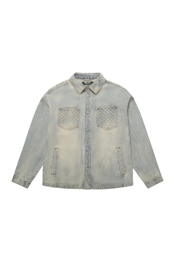 Jeansjacke mit Laser-Distressed-Effekt