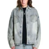 Jeansjacke mit Laser-Distressed-Effekt