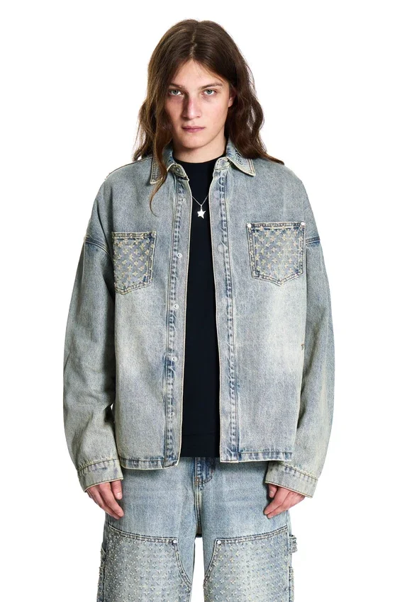 Jeansjacke mit Laser-Distressed-Effekt