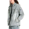 Jeansjacke mit Laser-Distressed-Effekt