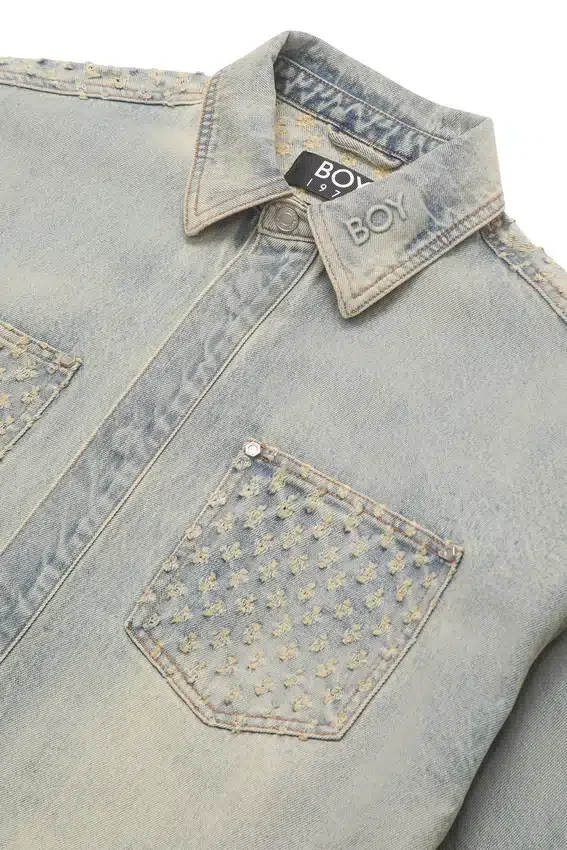 Jeansjacke mit Laser-Distressed-Effekt