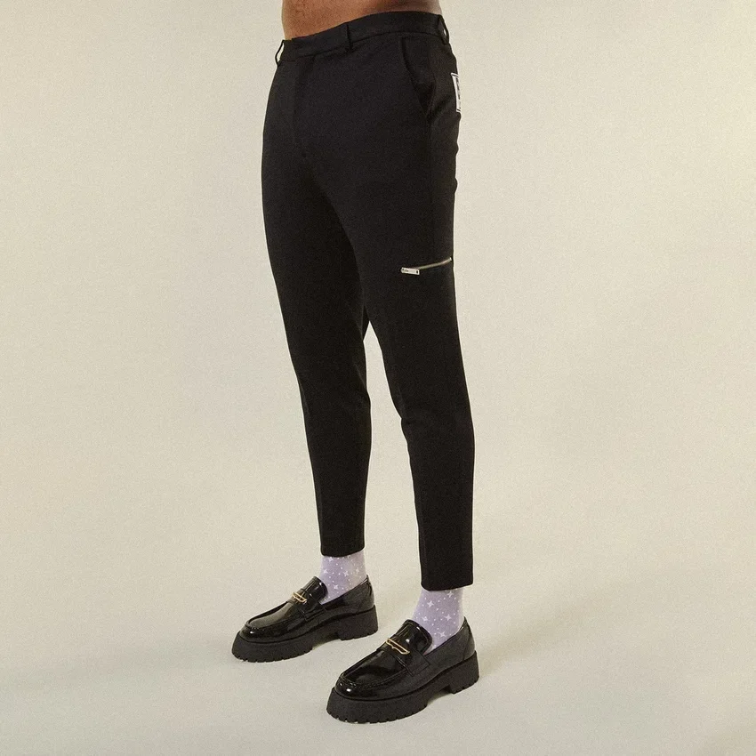Maßgeschneiderte Jersey-Hose mit Reißverschluss