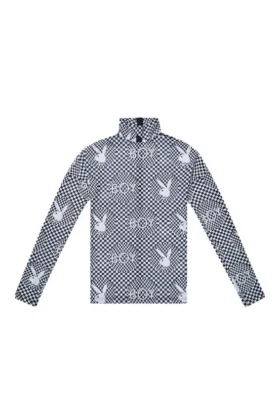 Playboy x BOY Checkerboard Vortex Mesh-Oberteil