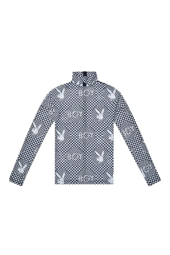 Playboy x BOY Checkerboard Vortex Mesh-Oberteil