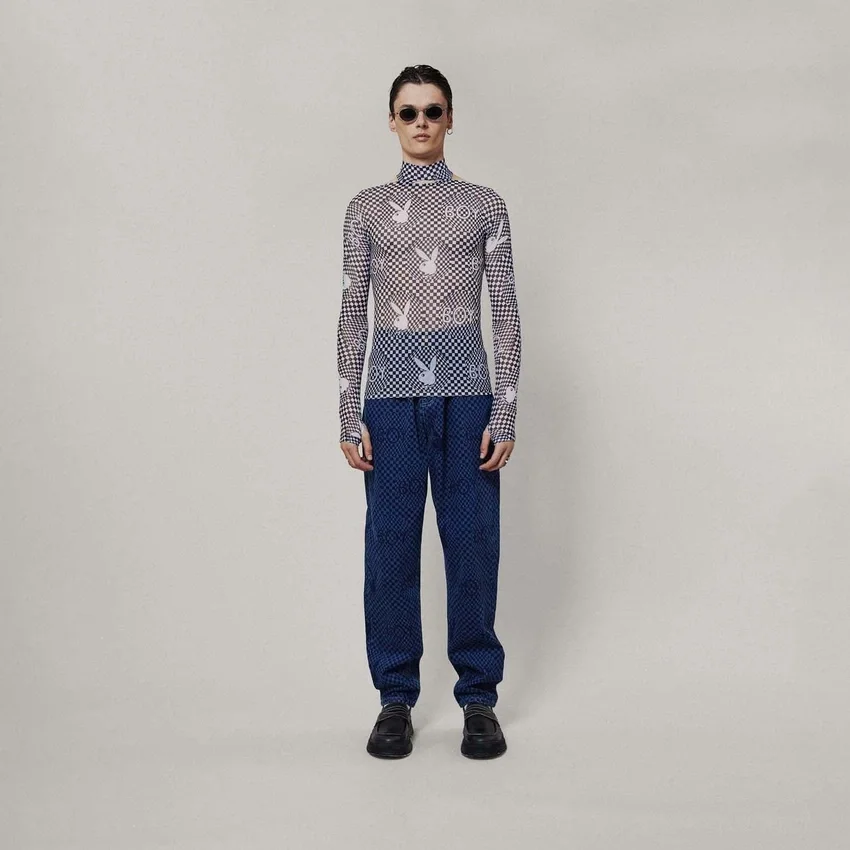 Playboy x BOY Checkerboard Vortex Mesh-Oberteil