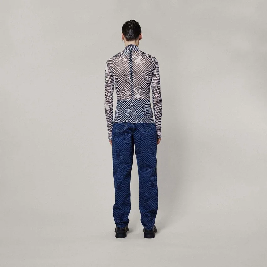Playboy x BOY Checkerboard Vortex Mesh-Oberteil