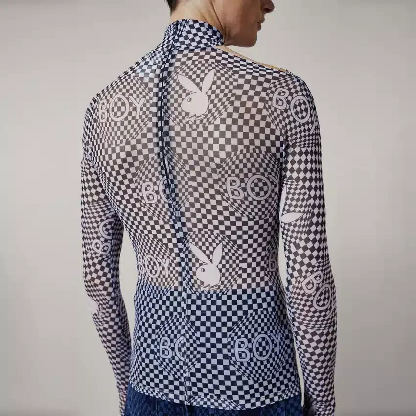 Playboy x BOY Checkerboard Vortex Mesh-Oberteil