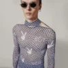 Playboy x BOY Checkerboard Vortex Mesh-Oberteil