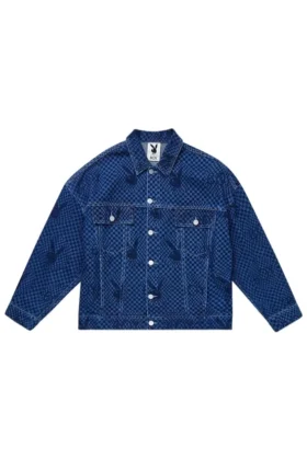 Playboy x BOY Denim-Jacke mit Schachbrettmuster