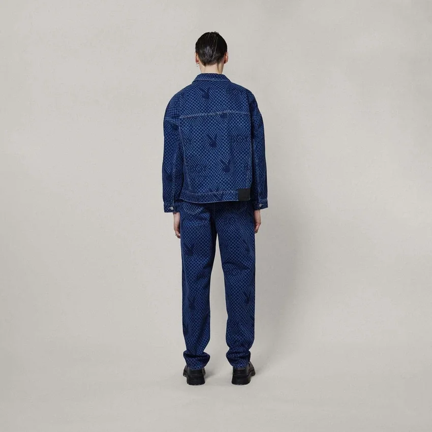 Playboy x BOY Denim-Jacke mit Schachbrettmuster