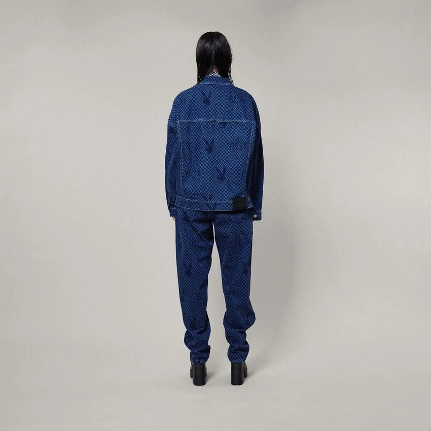 Playboy x BOY Denim-Jacke mit Schachbrettmuster