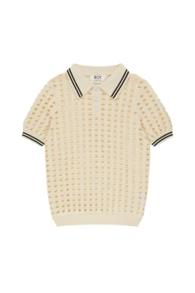 Polo-T-Shirt aus offenmaschigem Strick
