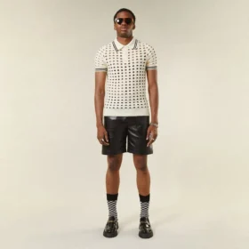Polo-T-Shirt aus offenmaschigem Strick