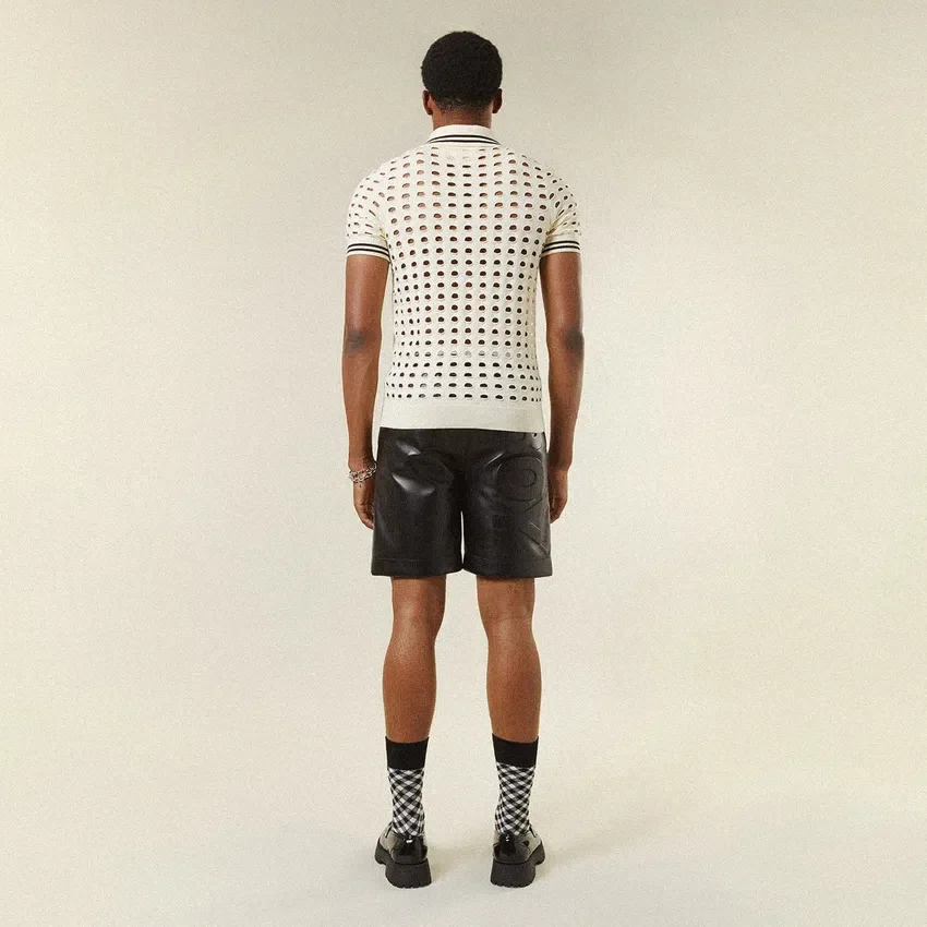 Polo-T-Shirt aus offenmaschigem Strick